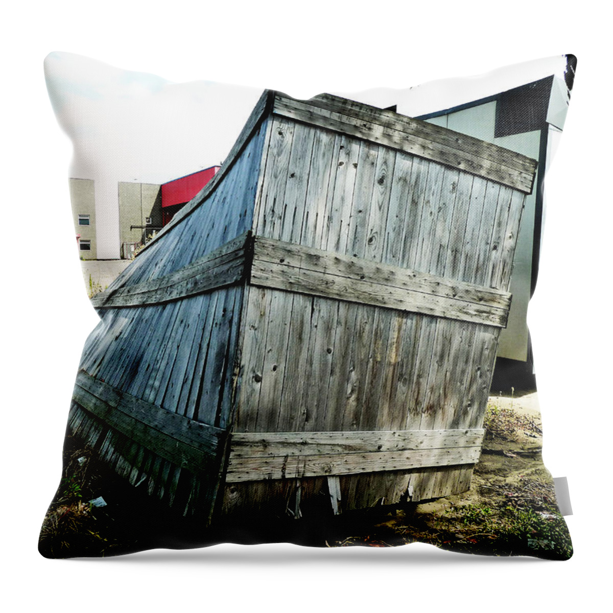 Leaning Throw Pillow featuring the photograph The Winner in the Leaning Contest by Steve Taylor