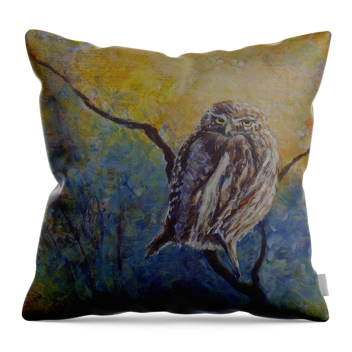 Gina G Throw Pillow featuring the painting The Wise One by Gina Grundemann