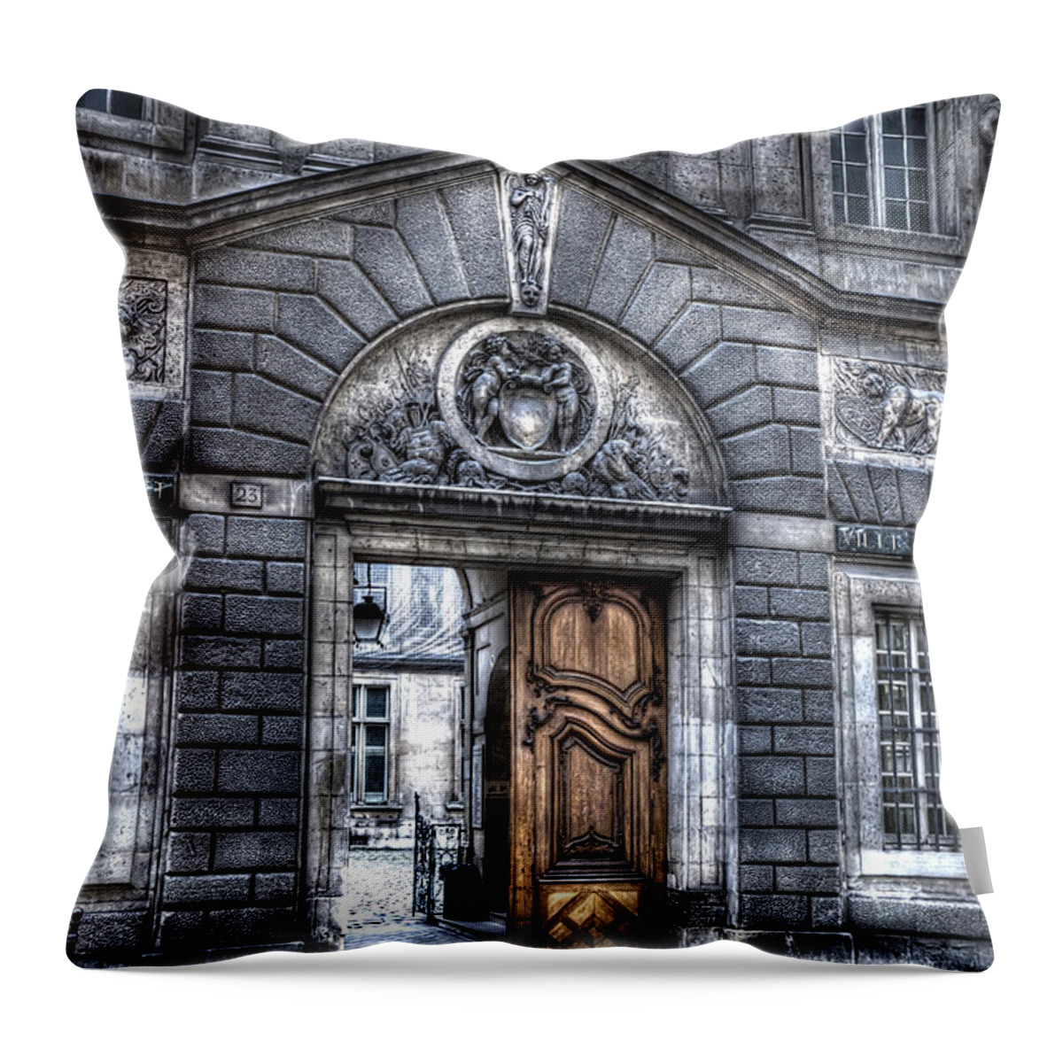 Arch Throw Pillow featuring the photograph The Wooden Door by Evie Carrier