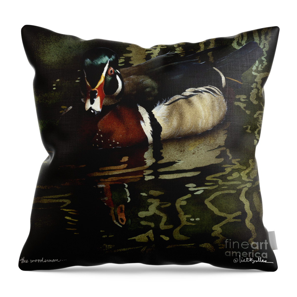 Will Bullas Throw Pillow featuring the painting The Woodsman... by Will Bullas