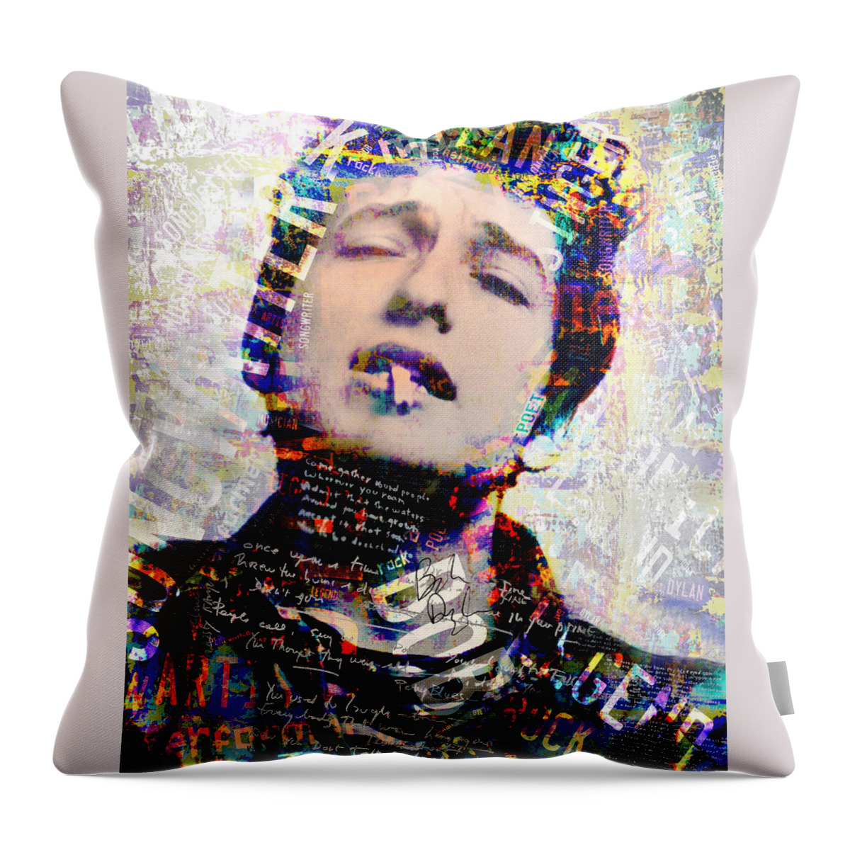 Bob Dylan Throw Pillow featuring the digital art The Wordsmith by Mal Bray