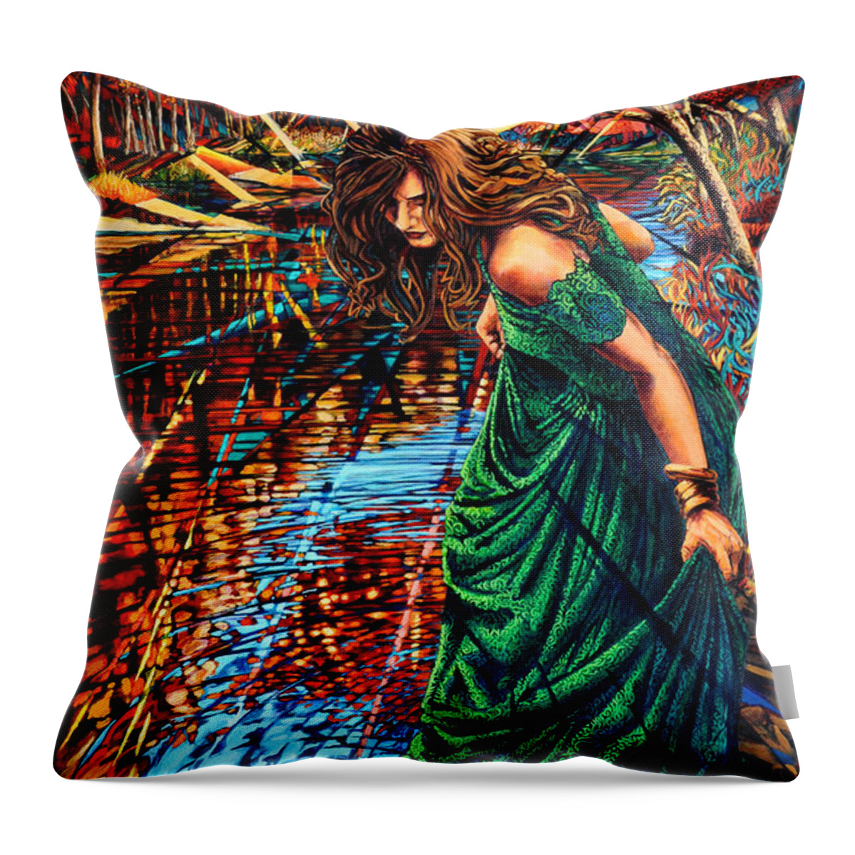 Girl Throw Pillow featuring the painting The World Unseen by Greg Skrtic