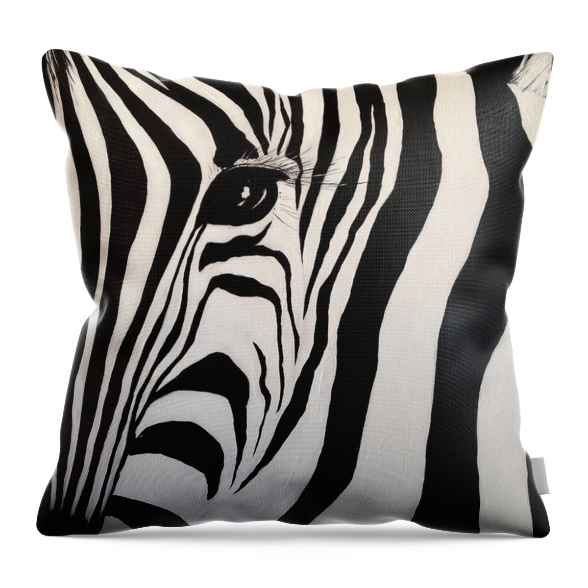 Zebra Throw Pillow featuring the painting The Zebra with One Eye by Alan Lakin