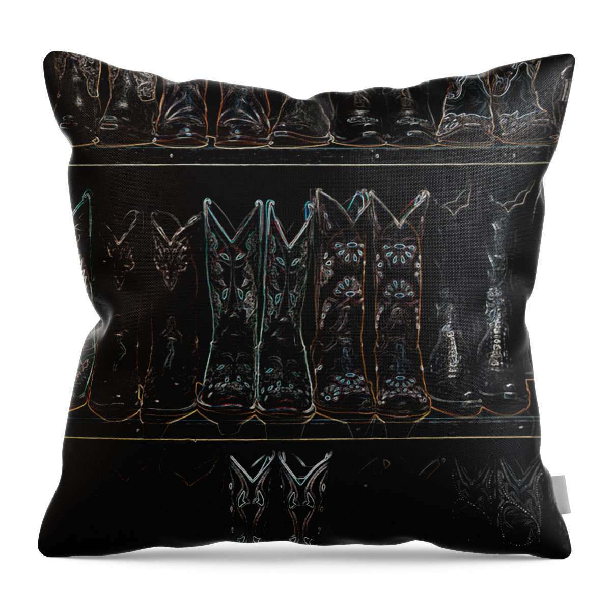 Southwestern Throw Pillow featuring the digital art These Boots Are Made For Walking 2 by Jani Freimann