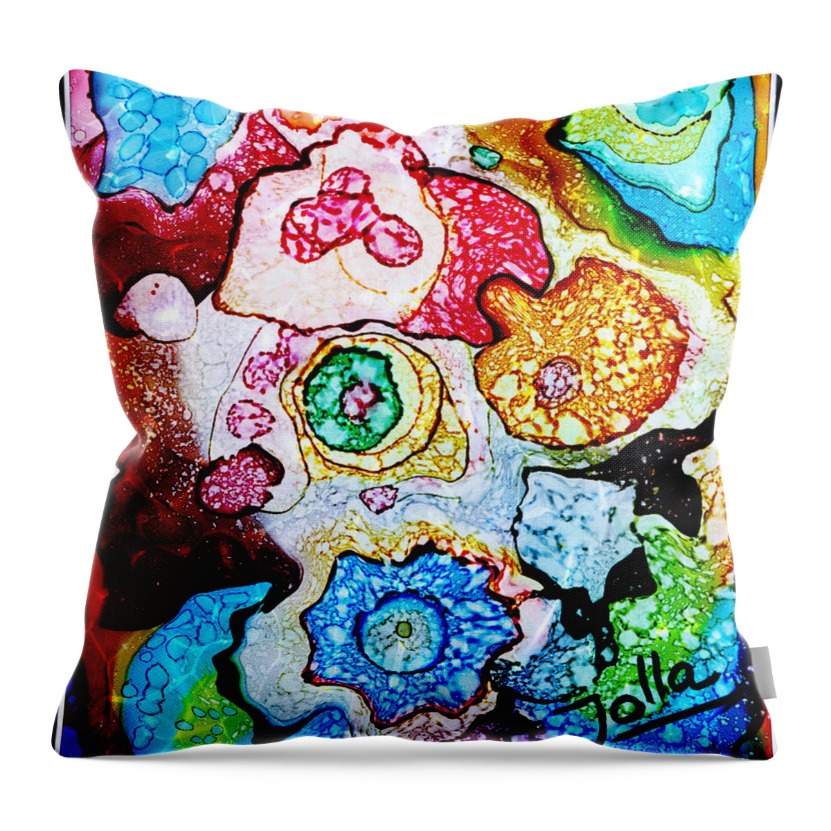 Alcohol Ink Throw Pillow featuring the painting Think Ink.. by Jolanta Anna Karolska