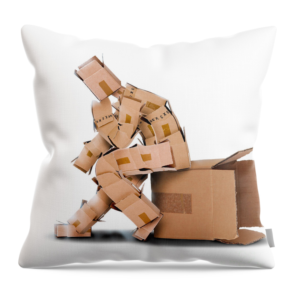 Thinking Throw Pillow featuring the photograph Think outside the box concept by Simon Bratt