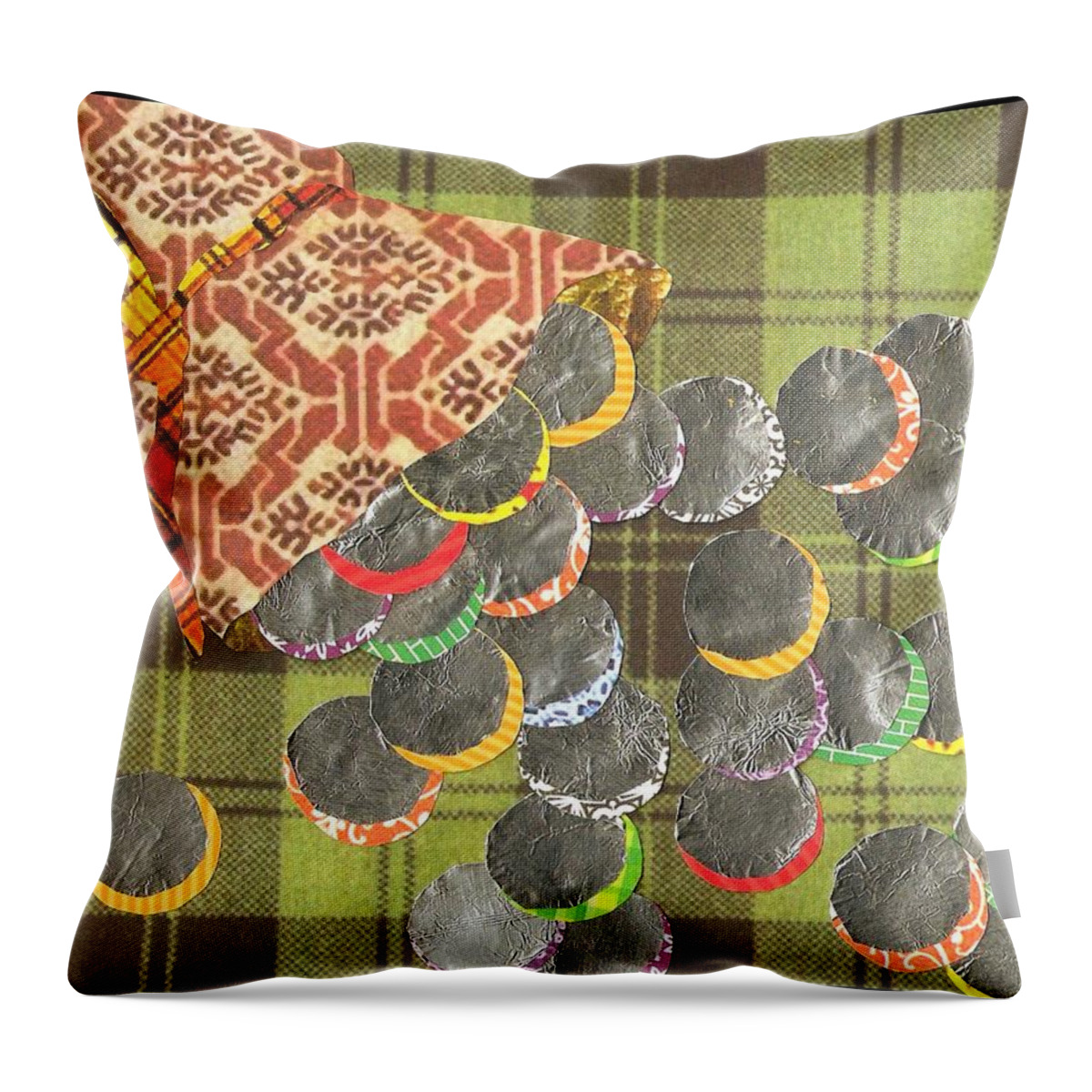 Collage Throw Pillow featuring the mixed media Thirty Pieces of Silver by Jim Harris