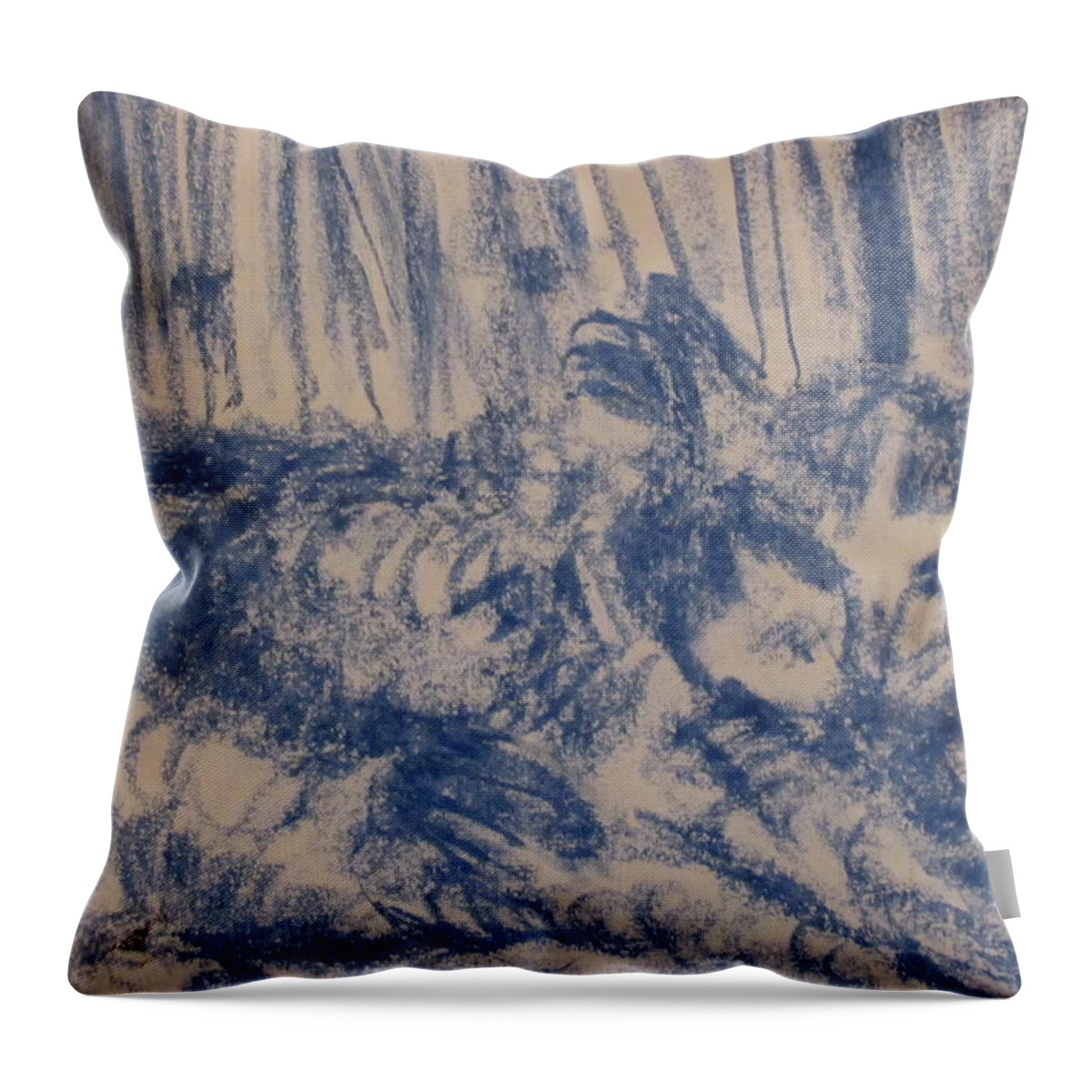 Blue Throw Pillow featuring the painting This Cat's Just Chilling by Shea Holliman