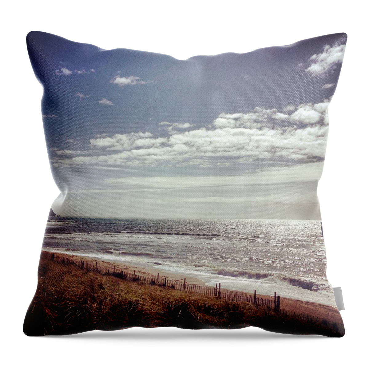 Tranquility Throw Pillow featuring the photograph Thornbury. Devon Beach by Seiphotos