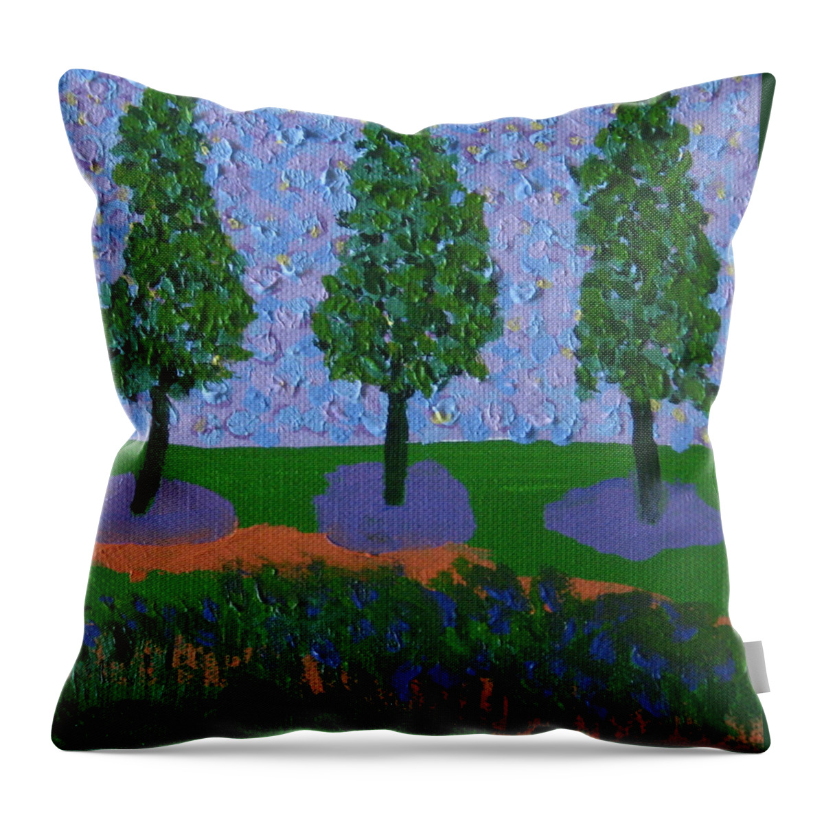 Magical Throw Pillow featuring the painting Those Trees I Always See 10 by Edy Ottesen