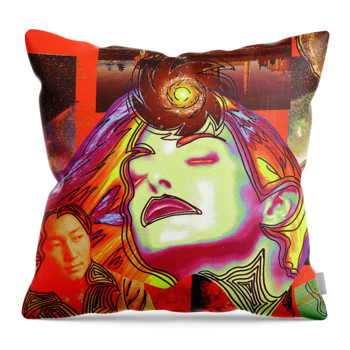 Collage Throw Pillow featuring the mixed media Thoughts of an Unknown Future by Elizabeth Hoskinson
