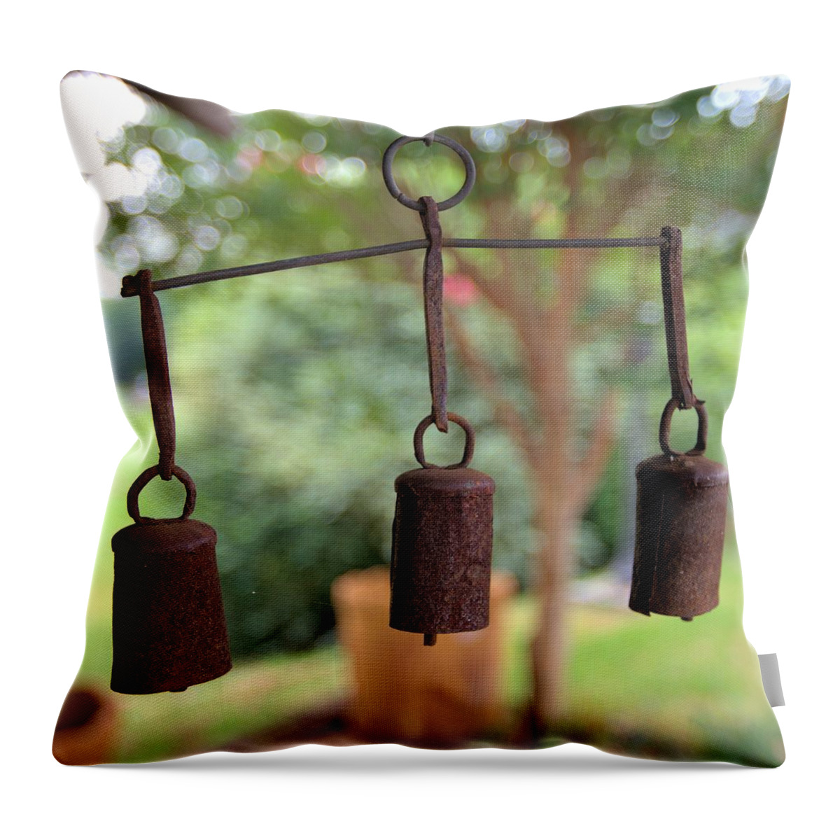 6084 Throw Pillow featuring the photograph Three Bells - Square by Gordon Elwell