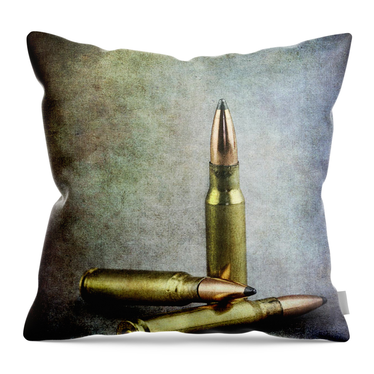 Ammo Throw Pillow featuring the photograph Three Chances by Stephanie Frey