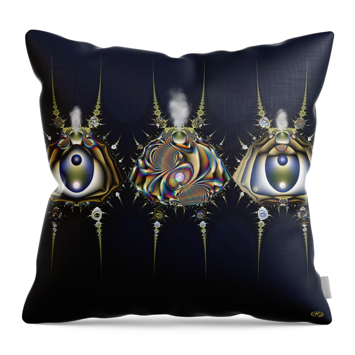 Fractal Throw Pillow featuring the digital art Three Fine fooZos by Kiki Art