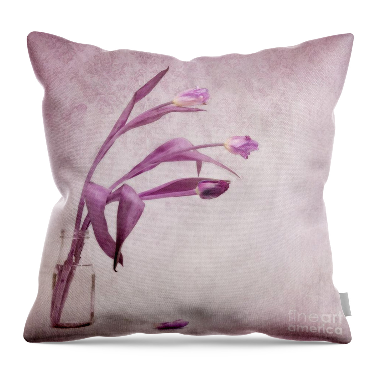 Tulips Throw Pillow featuring the photograph Three Of Us by Priska Wettstein