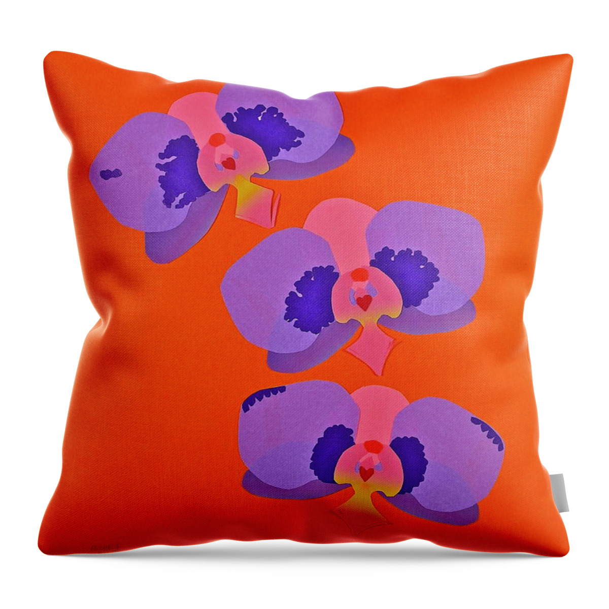 Collage Throw Pillow featuring the mixed media Three Orchids by Michele Myers