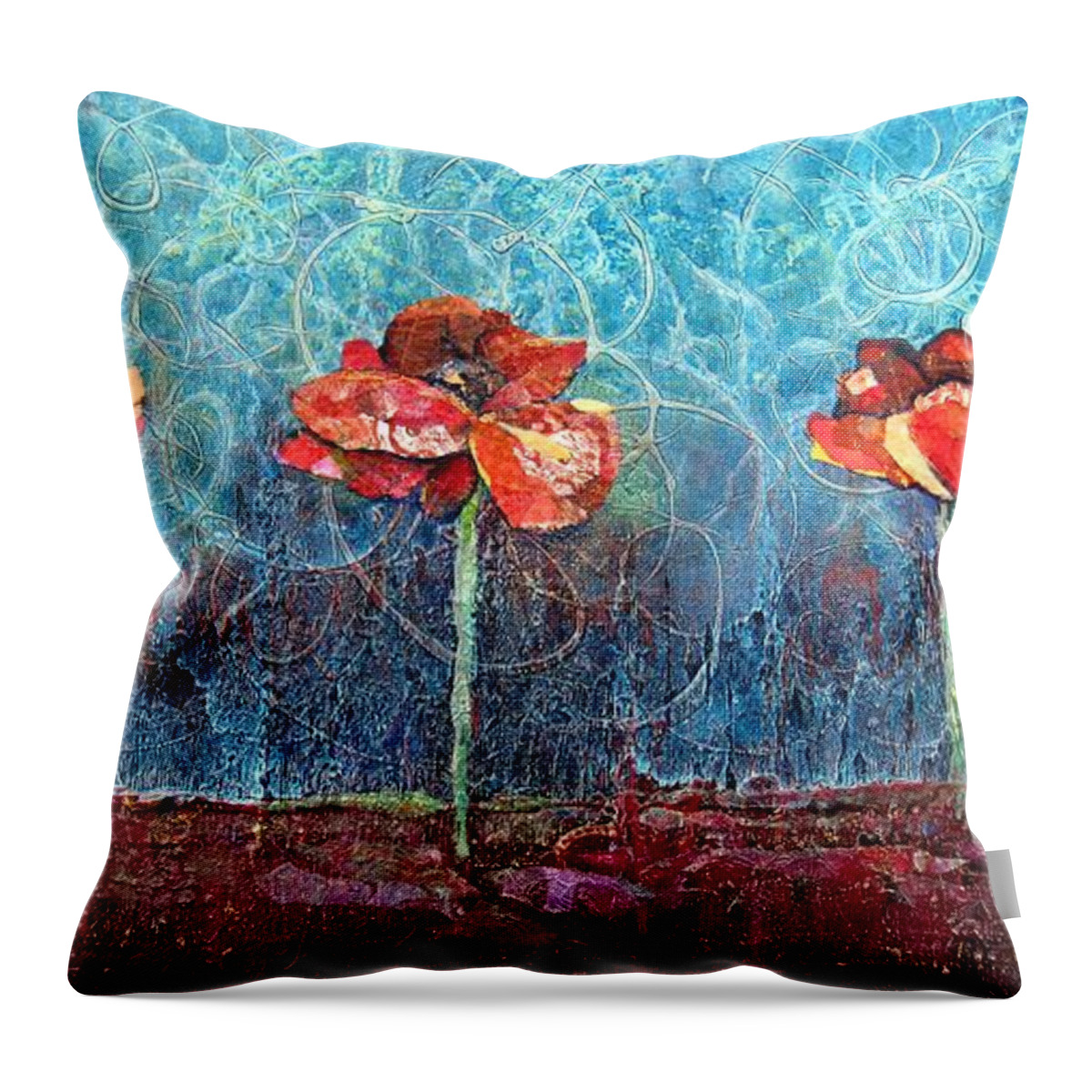 Poppy Throw Pillow featuring the painting Three Poppies by Shadia Derbyshire