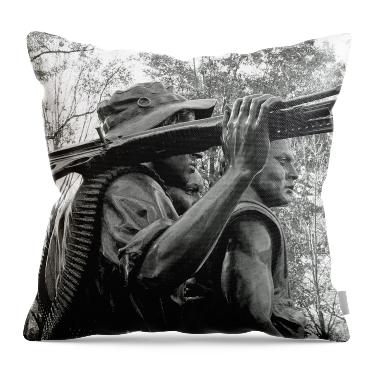 Three Throw Pillow featuring the photograph Three Soldiers In Vietnam by Cora Wandel