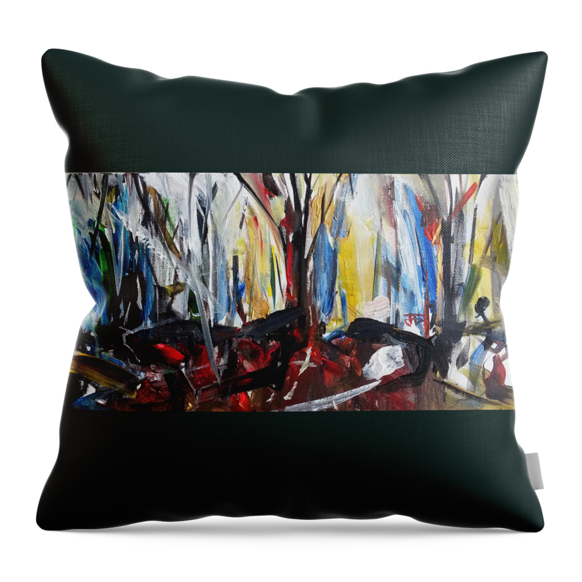 Trees Throw Pillow featuring the painting Three Trees by John Gholson