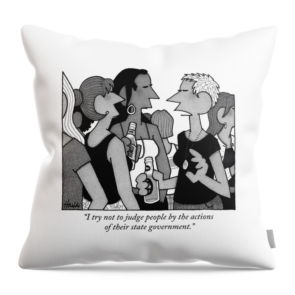 Three Women Talking At A Party Throw Pillow