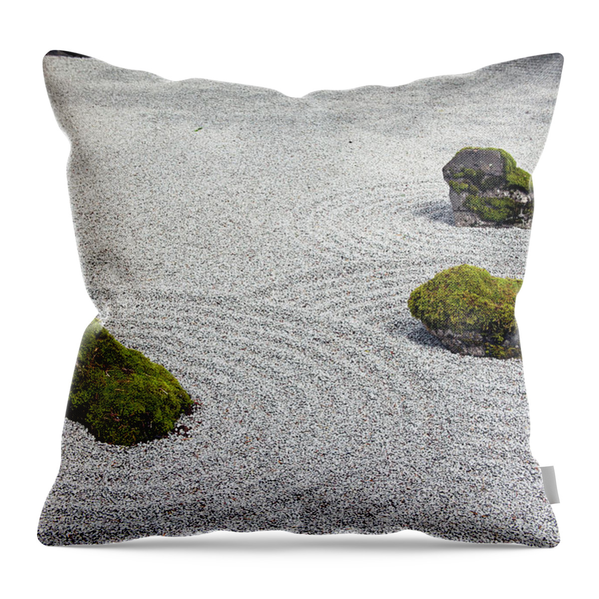Gravel Throw Pillow featuring the photograph Three Zen Stones by Keithszafranski