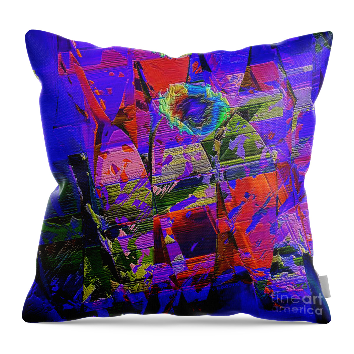 3 Blue Geometric Shapes Throw Pillow featuring the digital art Threesome by Dee Flouton
