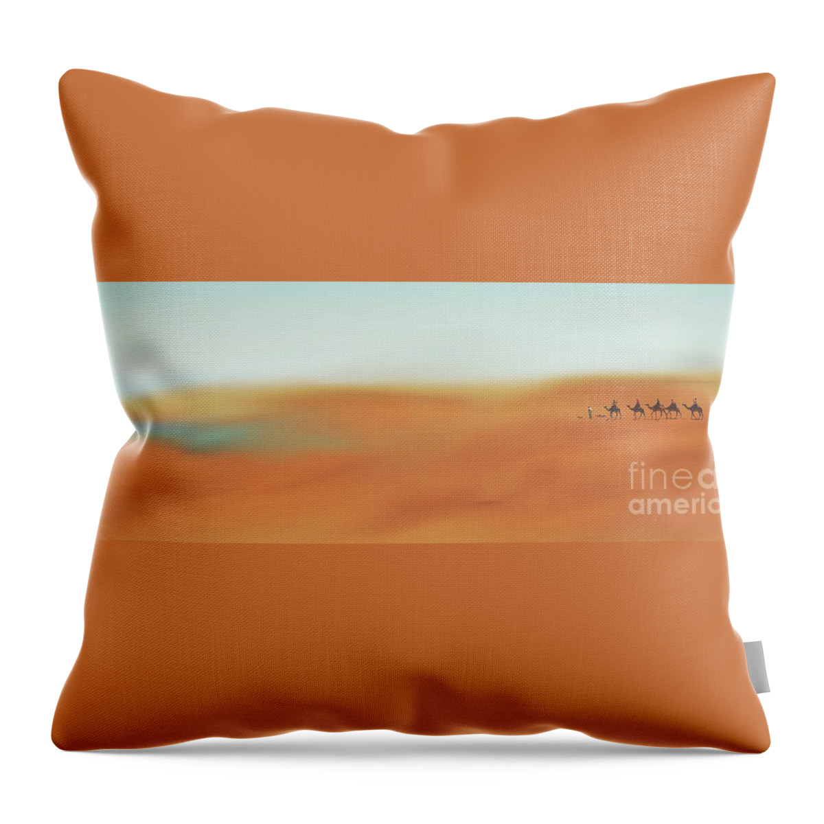 Caravan Throw Pillow featuring the painting Through The Desert by Hannes Cmarits
