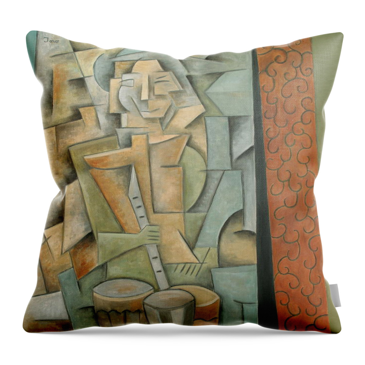 Cubistic Throw Pillow featuring the painting Through the Door by Trish Toro