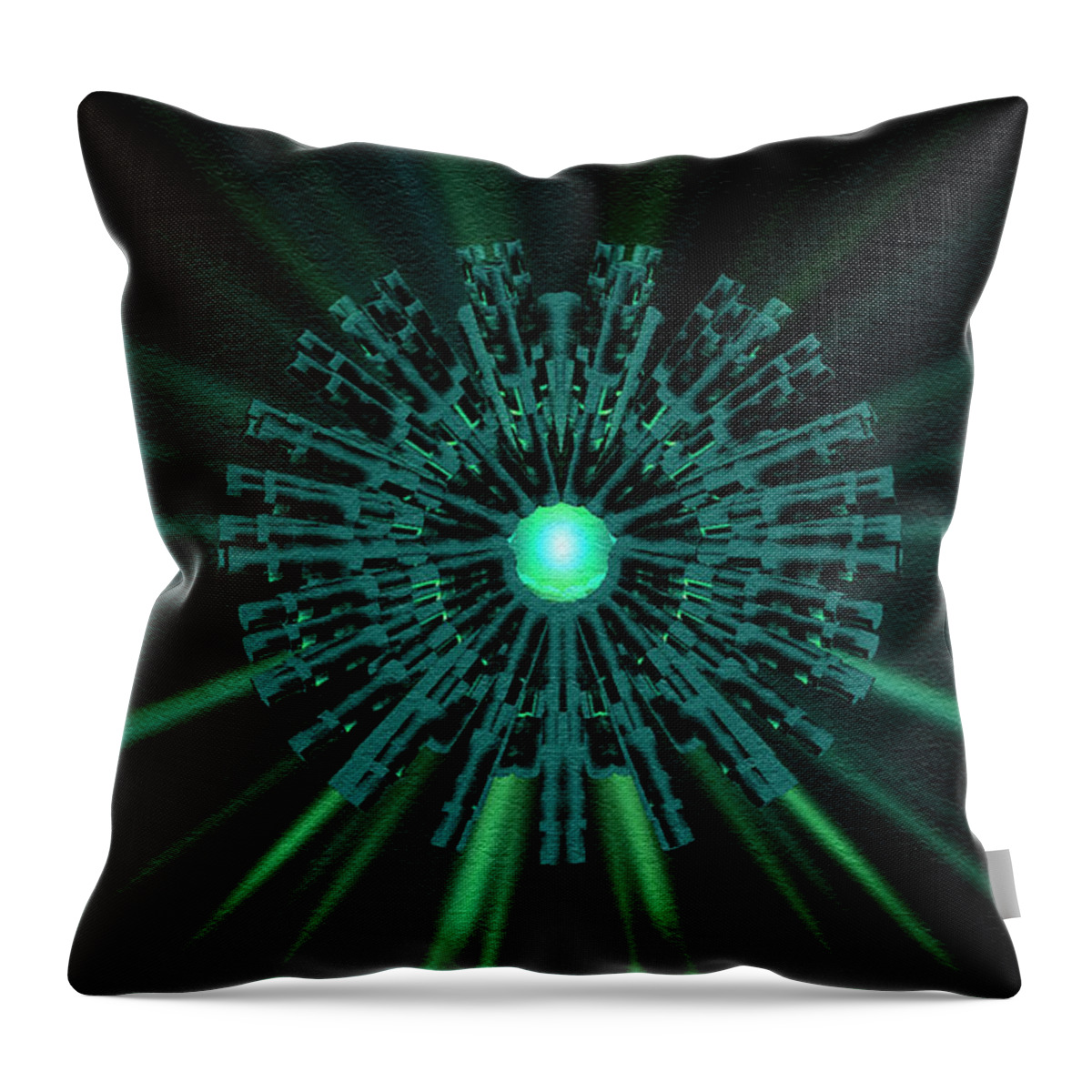 Digital Throw Pillow featuring the digital art Through the Emerald Eye by Charmaine Zoe