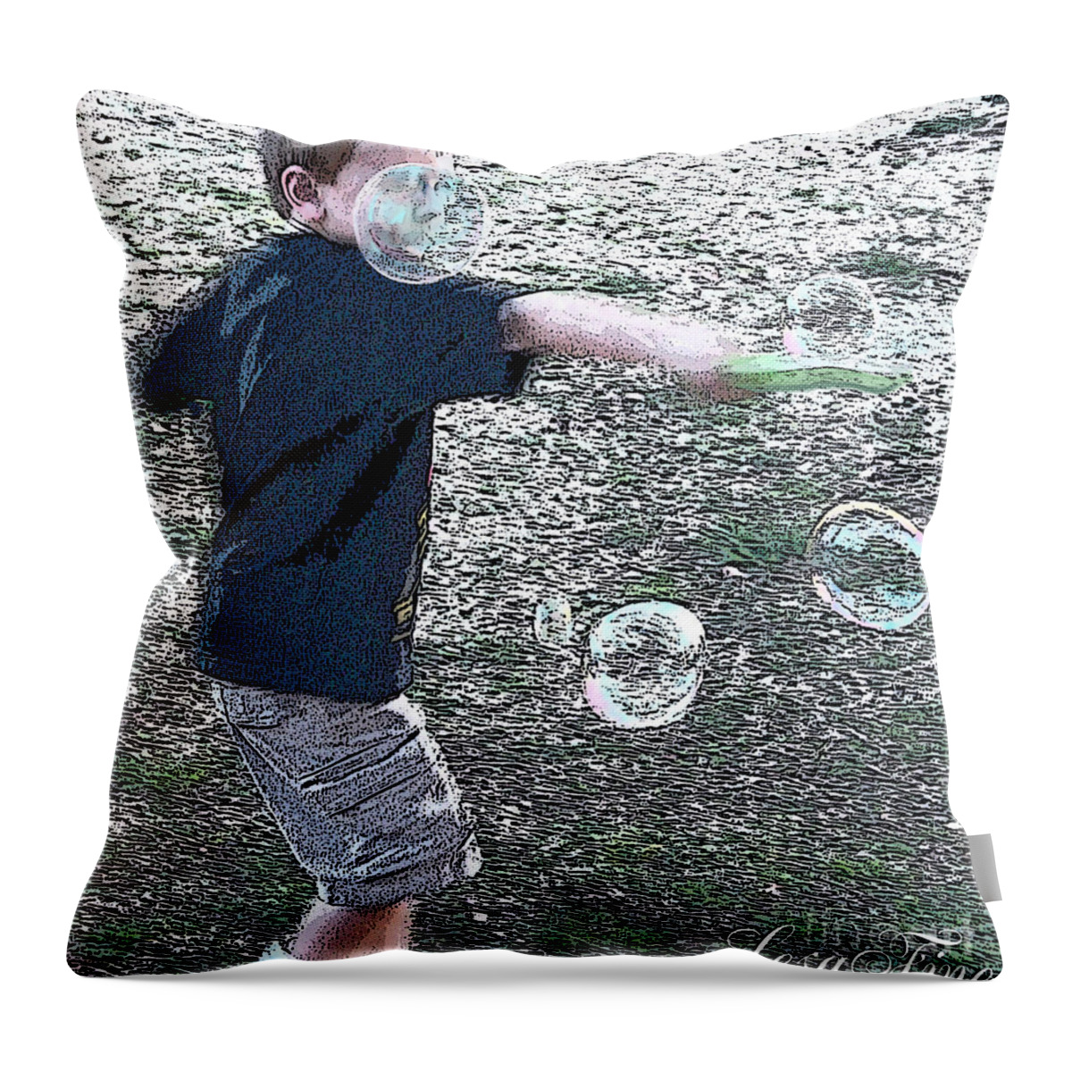 Bubble Throw Pillow featuring the photograph Throwing Bubbles by Lesa Fine