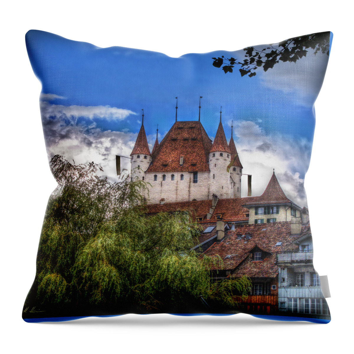 Switzerland Throw Pillow featuring the photograph Thun Castle by Hanny Heim