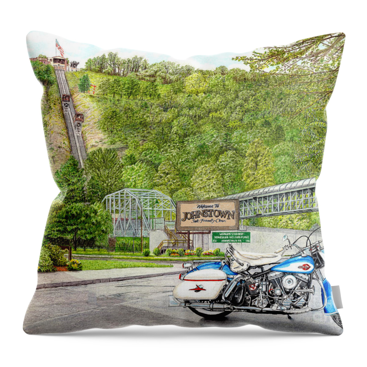 Thunder In Johnstown Throw Pillow featuring the painting Thunder in Johnstown by Albert Puskaric