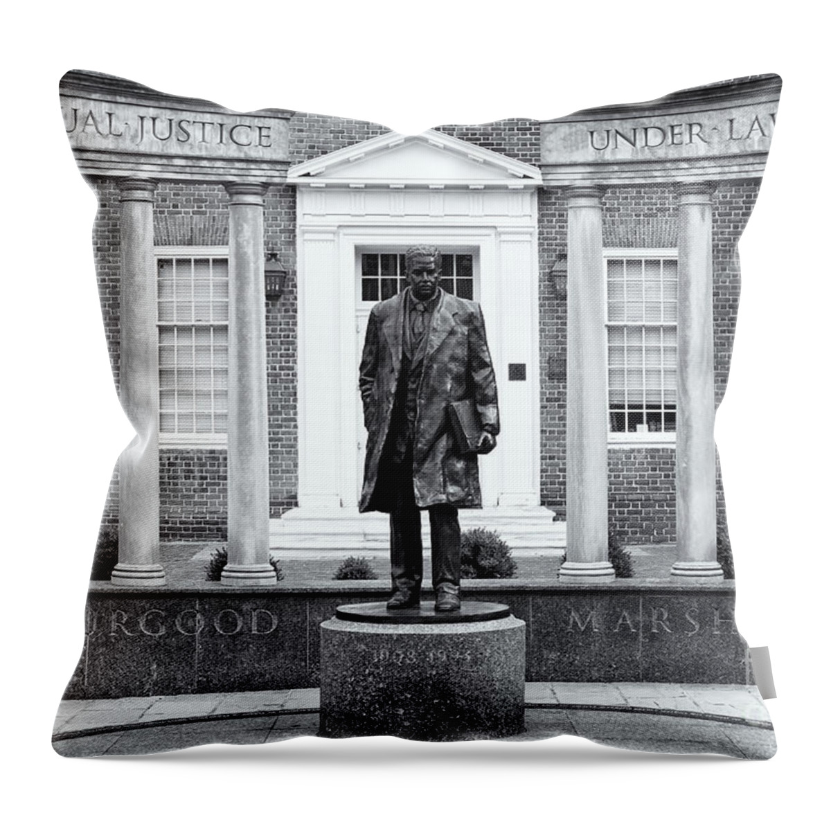 Clarence Holmes Throw Pillow featuring the photograph Thurgood Marshall Memorial II by Clarence Holmes