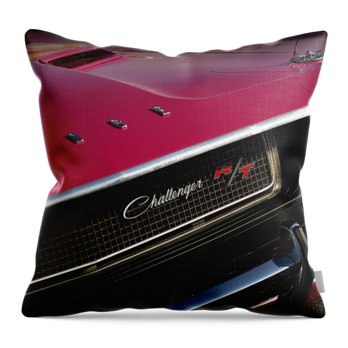 1970 Throw Pillow featuring the photograph Tickled Pink 1970 Dodge Challenger R/T by Gordon Dean II