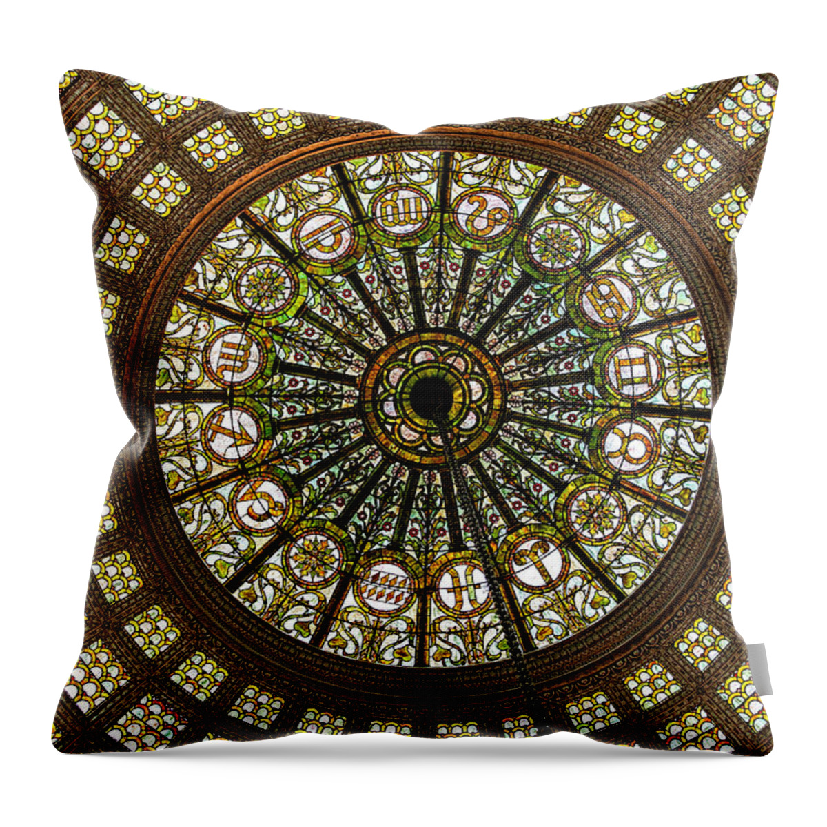 Tiffany Dome Throw Pillow featuring the photograph Tiffany Dome Chicago Cultural Museum by Eleanor Abramson