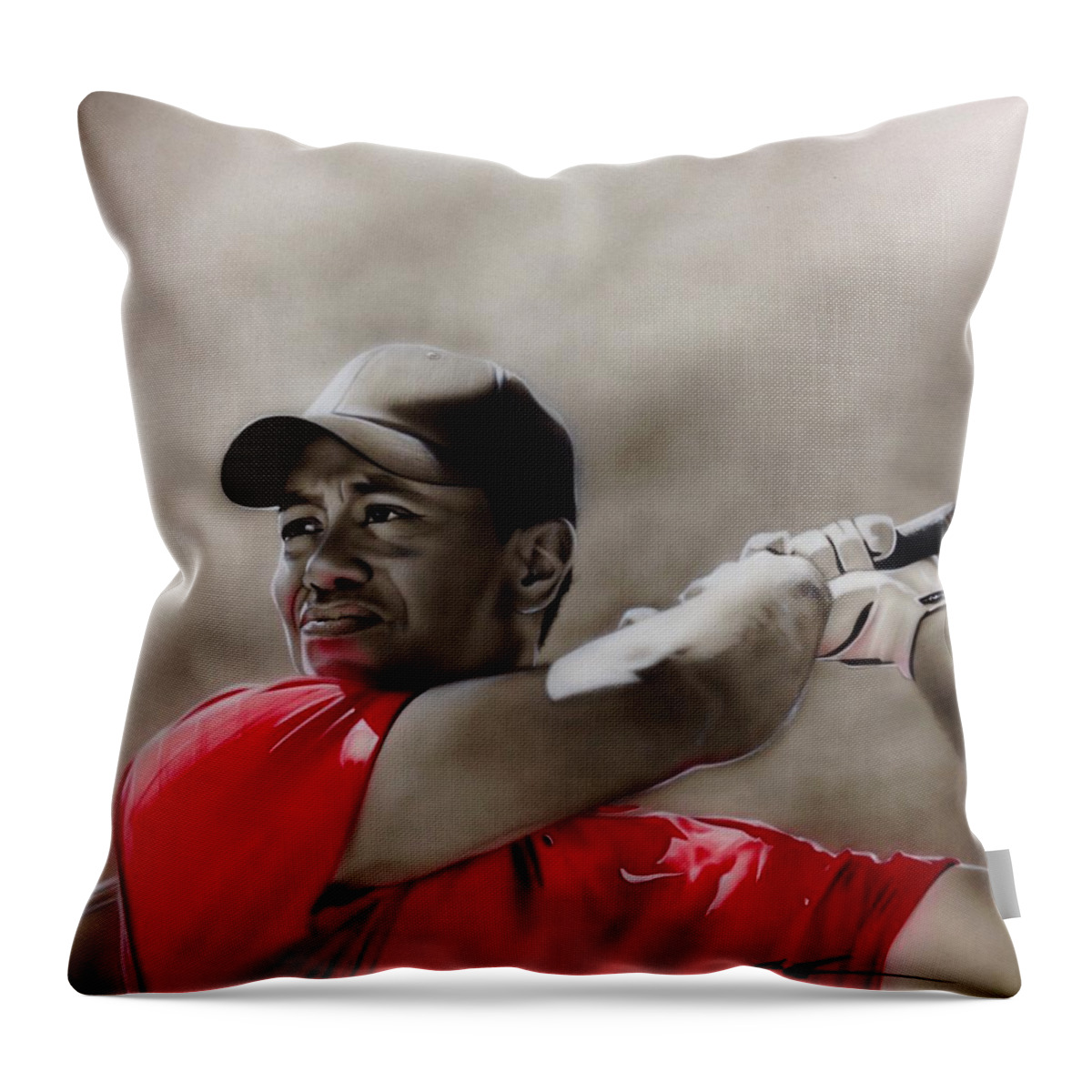Christian Chapman Throw Pillow featuring the painting Tiger by Christian Chapman Art