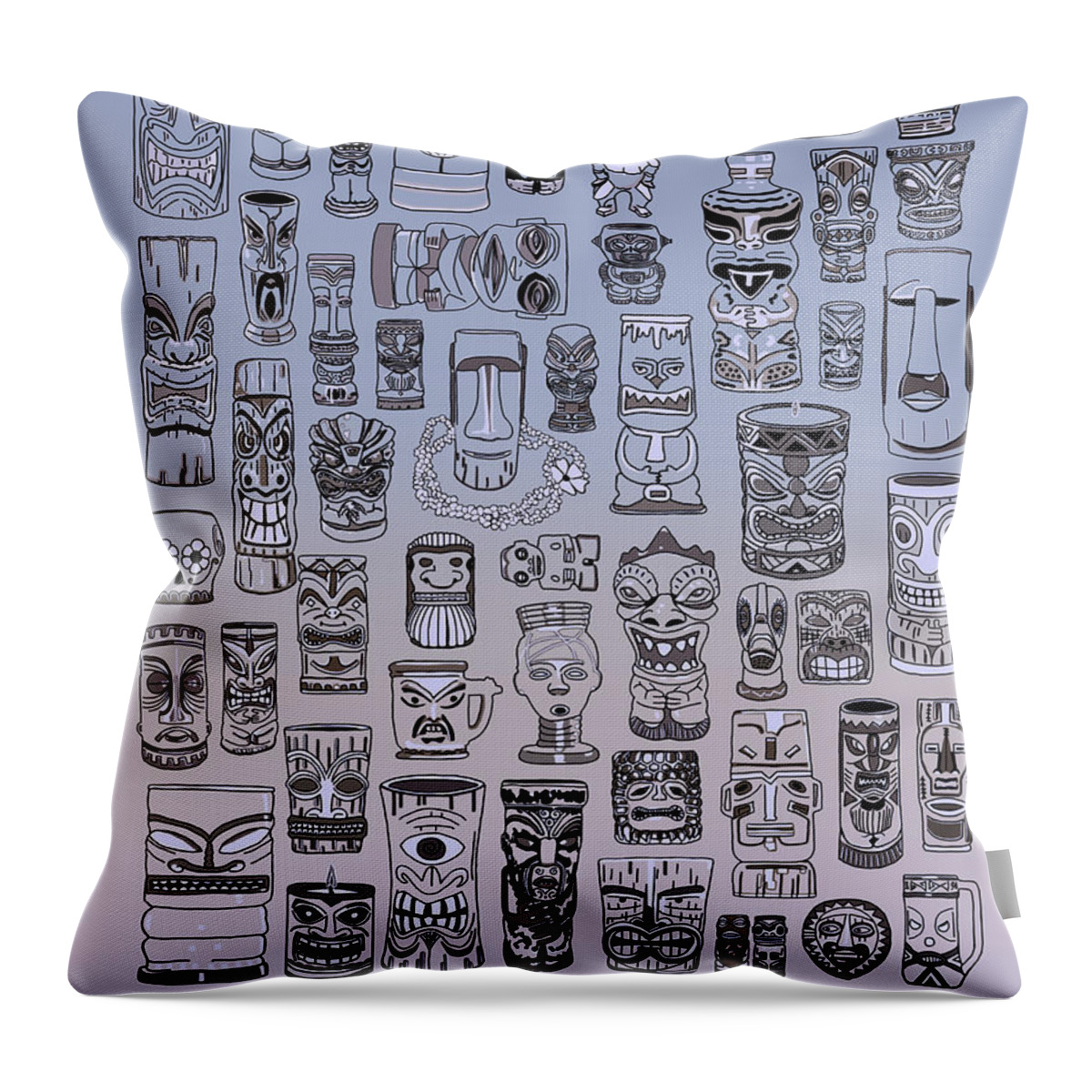Ancient Relic Throw Pillow featuring the digital art Tiki Cool Zone by Megan Dirsa-DuBois