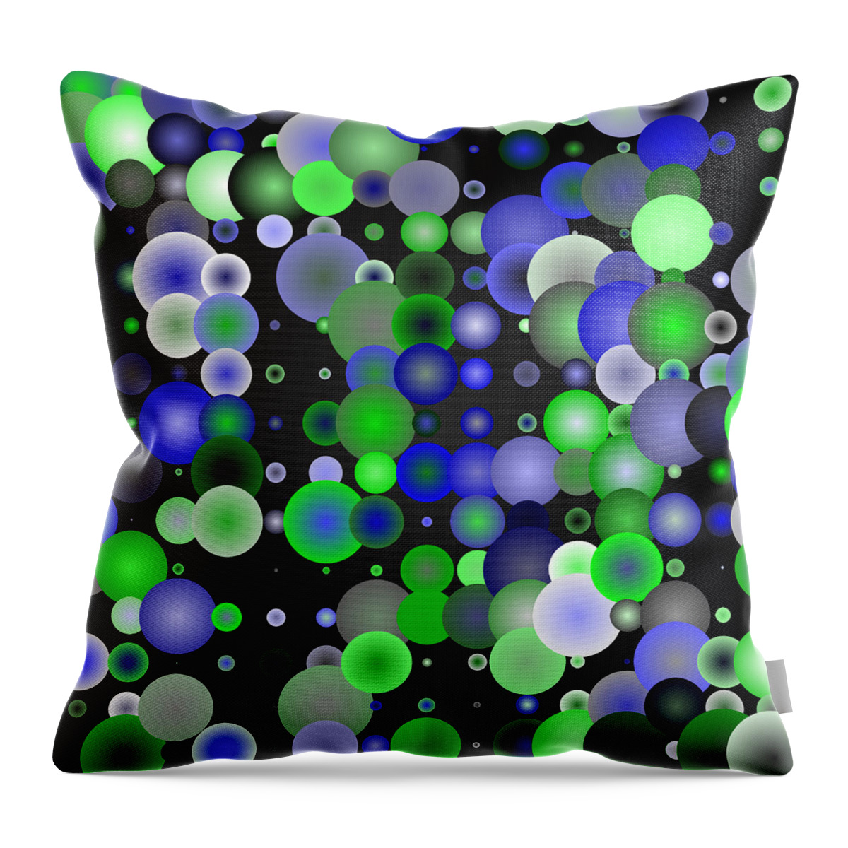 Abstract Digital Algorithm Rithmart Throw Pillow featuring the digital art Tiles.blue-green.2 by Gareth Lewis