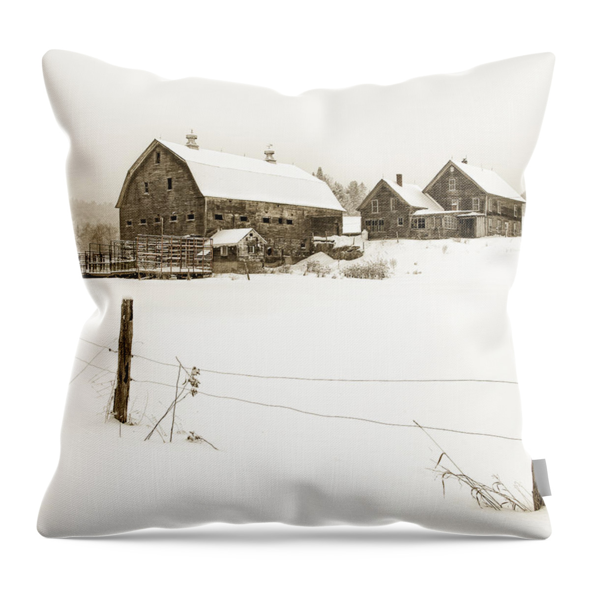 Vermont Throw Pillow featuring the photograph Till Dawn Farm by John Vose