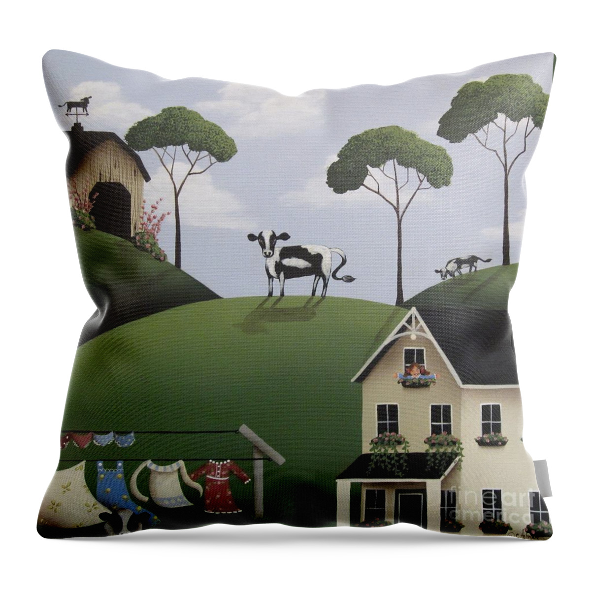 Art Throw Pillow featuring the painting Till The Cows Come Home by Catherine Holman