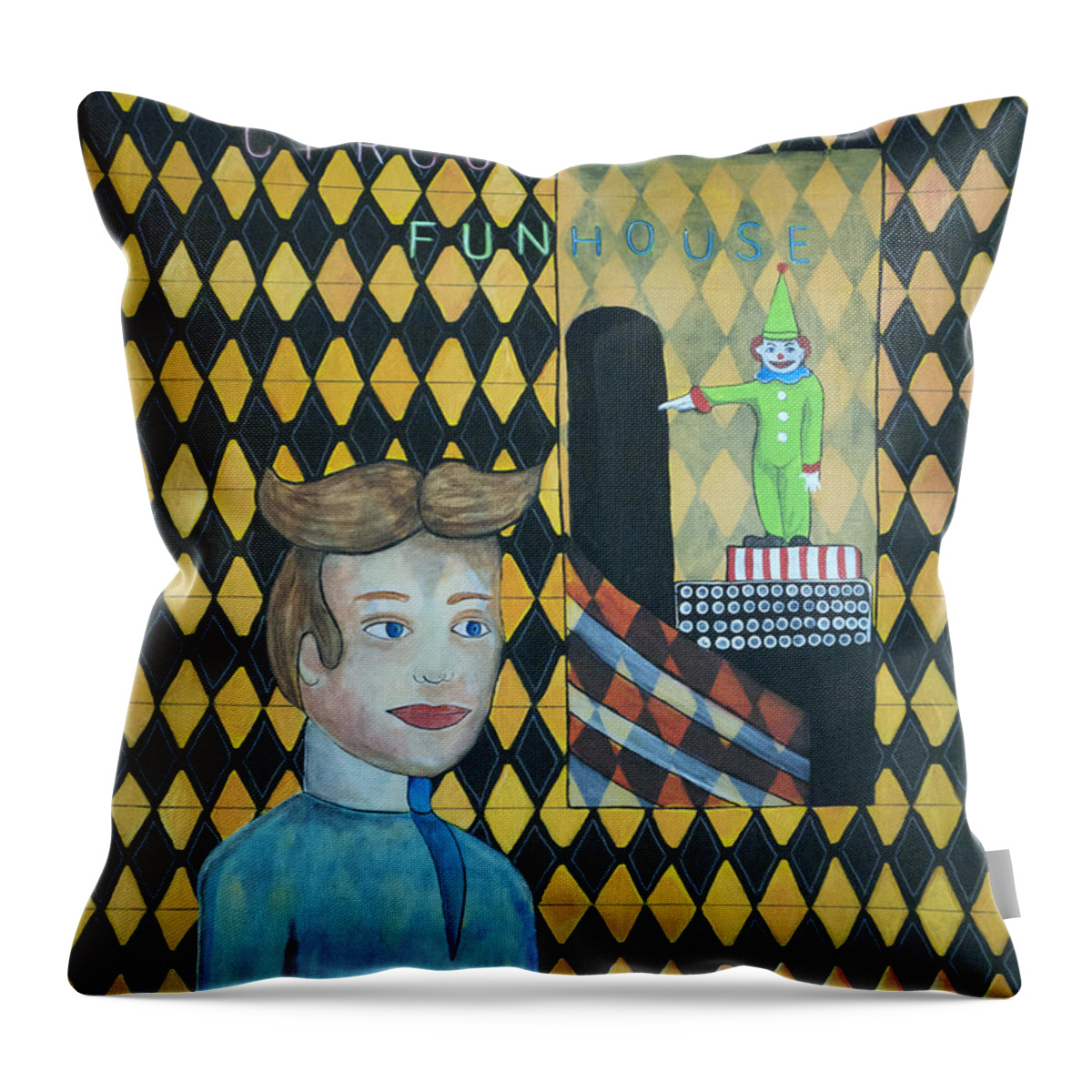 Asbury Park Throw Pillow featuring the painting A Postcard Memory #1 by Patricia Arroyo