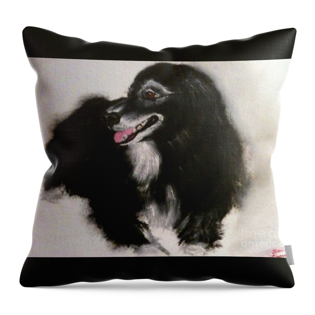 Labradore Throw Pillow featuring the painting Timber by Denise Tomasura