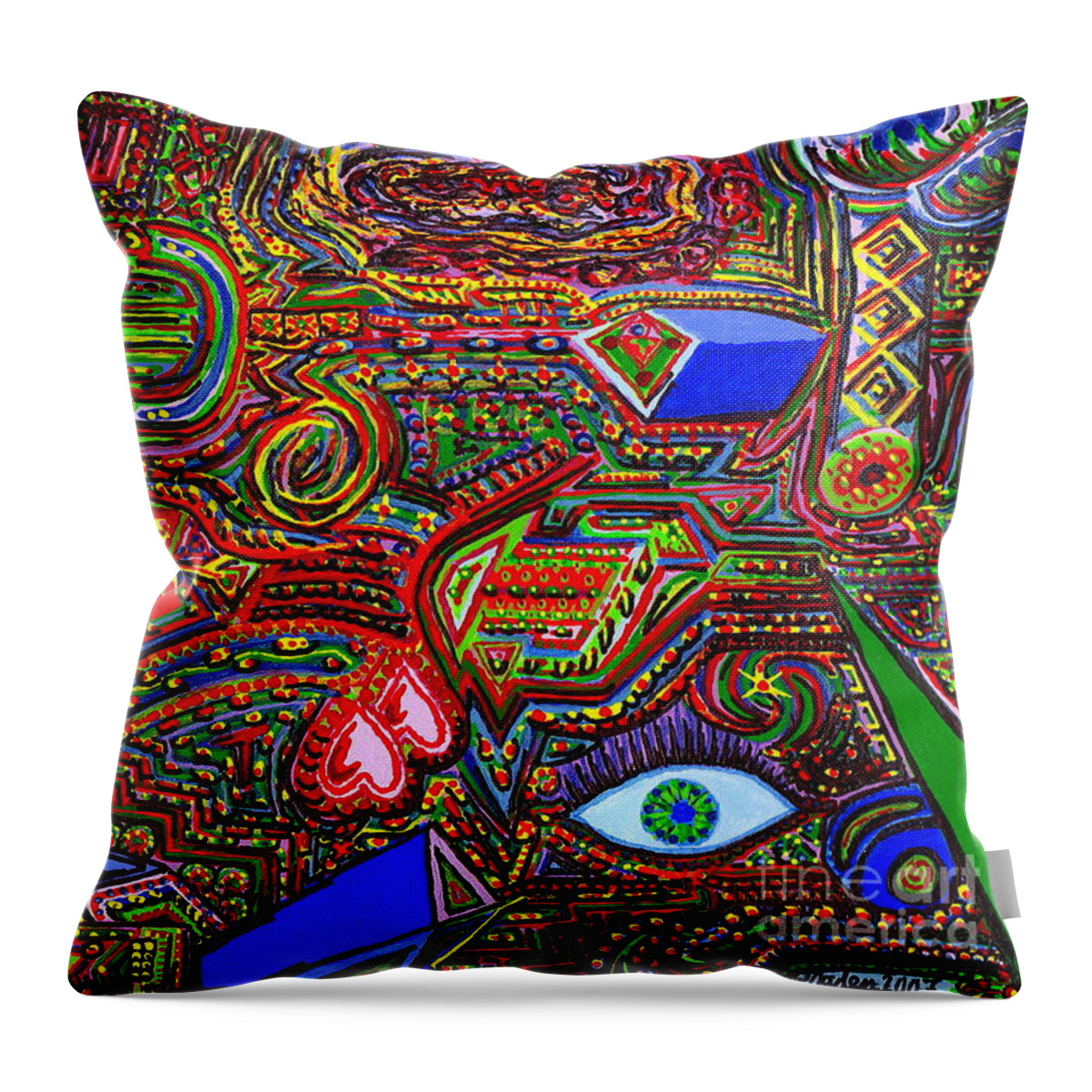 Abstract Art Throw Pillow featuring the painting Time Space and Memory are a Fiction by Peter Ogden