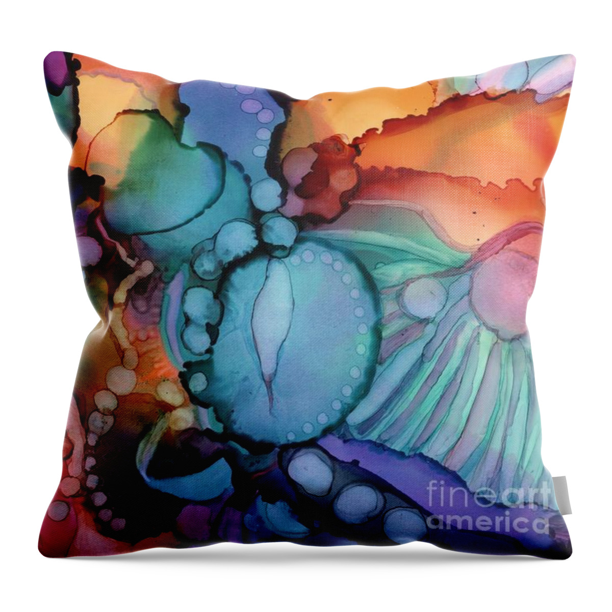 Exciting Energetic Bright Rainbow Colors Modern Throw Pillow featuring the painting Time Travel by Joan Clear