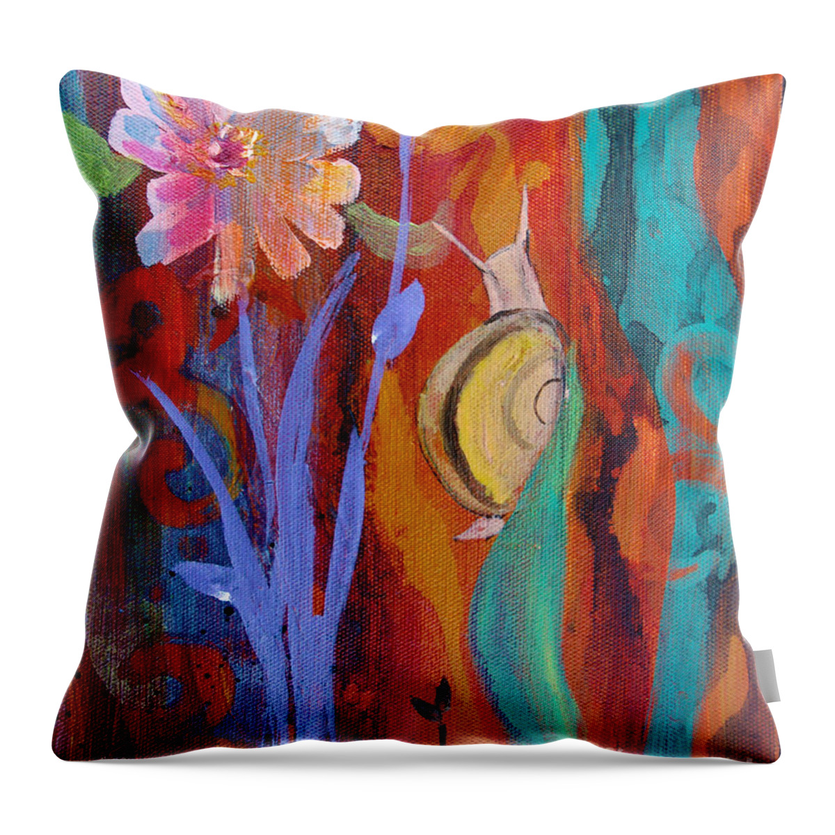 Snail Throw Pillow featuring the painting Time Traveler by Robin Pedrero