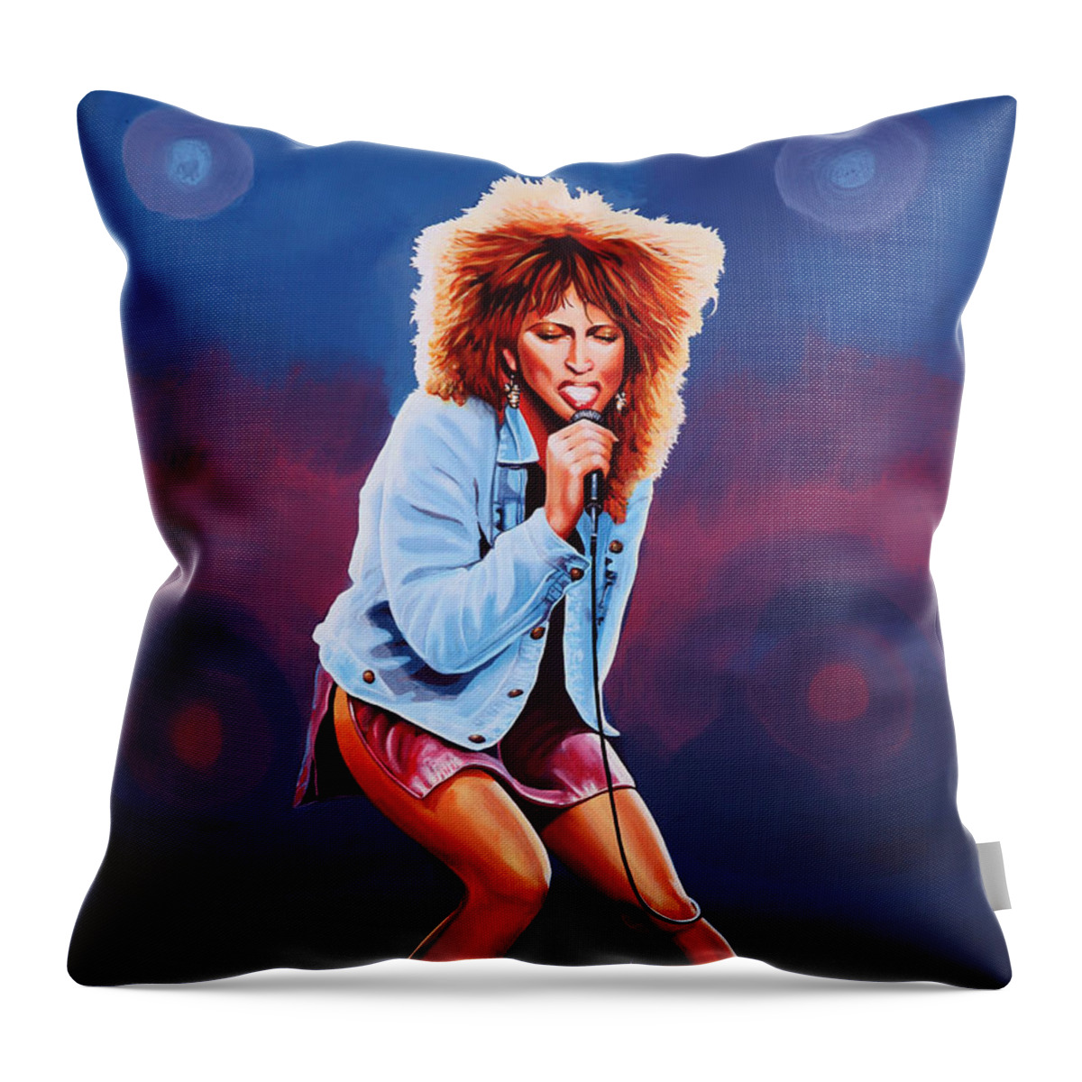 Tina Turner Throw Pillow featuring the painting Tina Turner by Paul Meijering