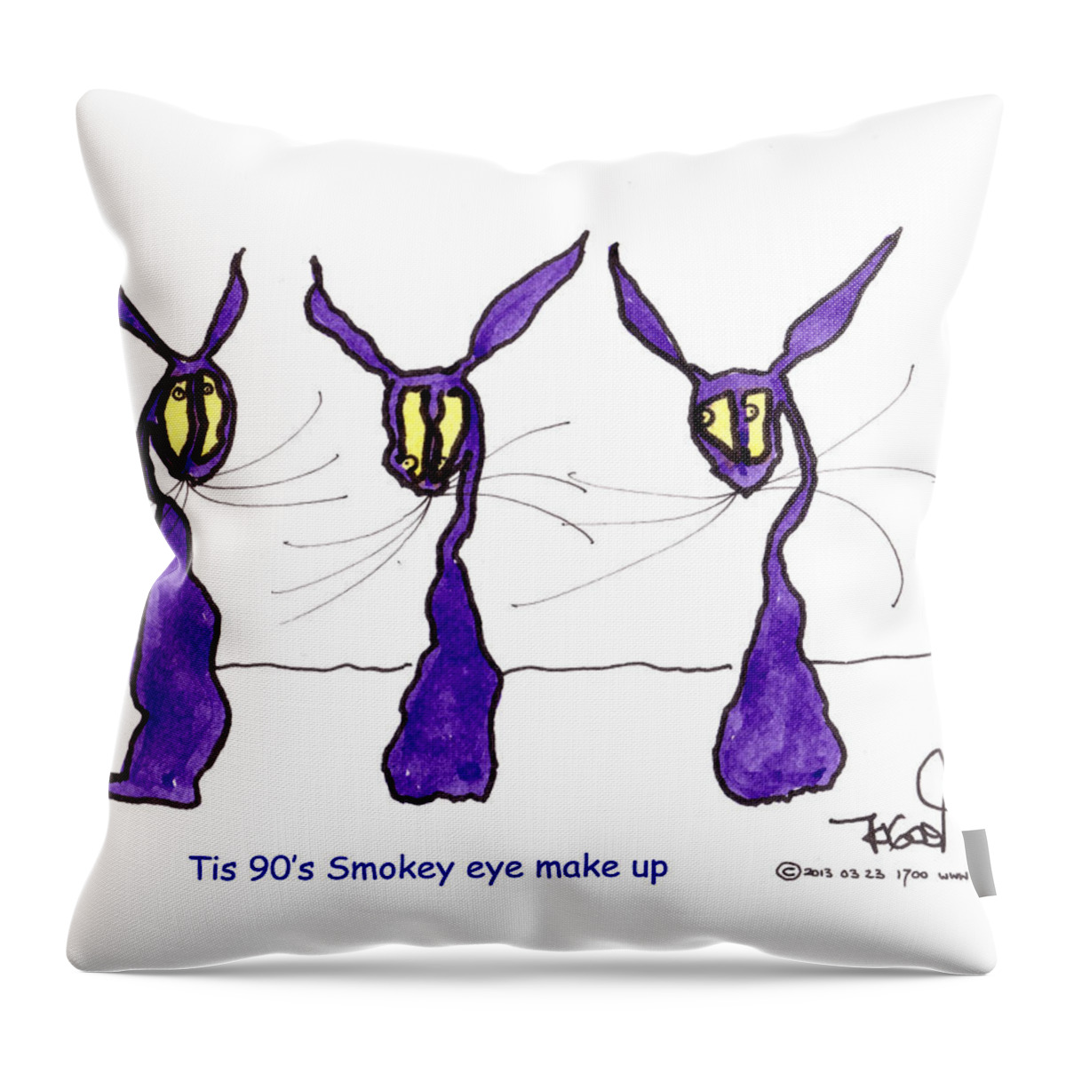 Mascara Throw Pillow featuring the painting Tis 90's Smokey eye make up by Peadar Sheerin