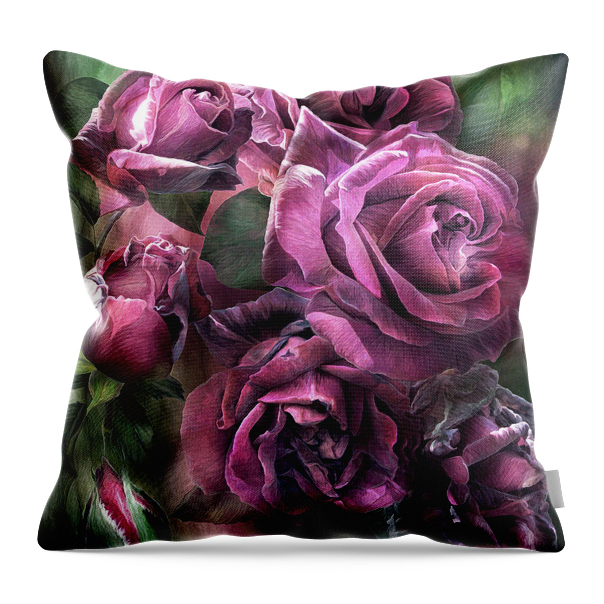 Rose Throw Pillow featuring the mixed media To Be Loved - Mauve Rose by Carol Cavalaris