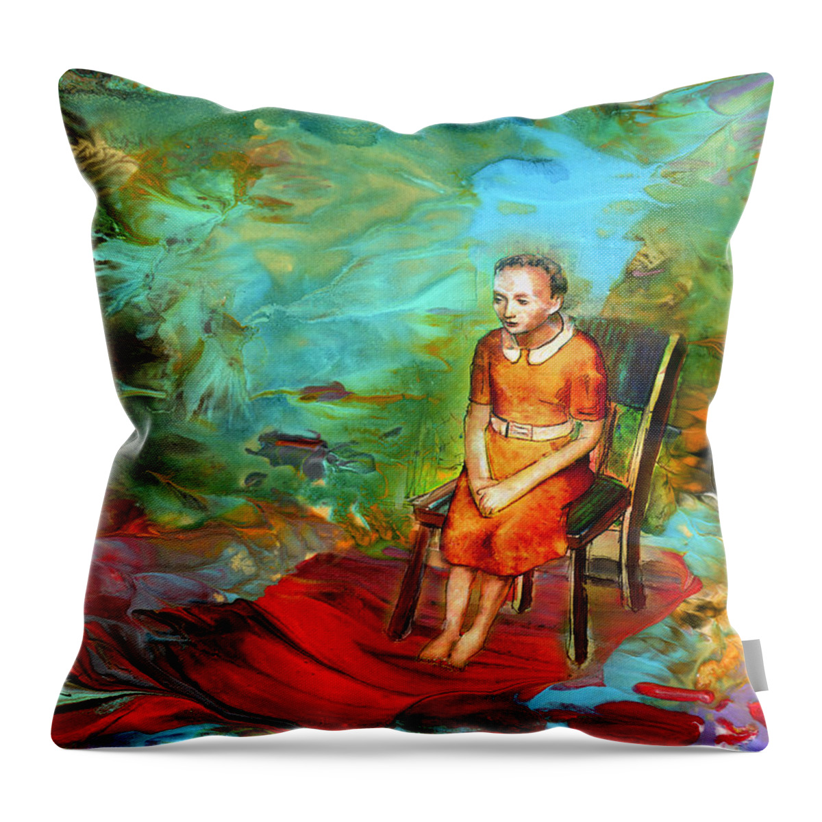 Fantasy Throw Pillow featuring the painting To Be Or Not To Be by Miki De Goodaboom