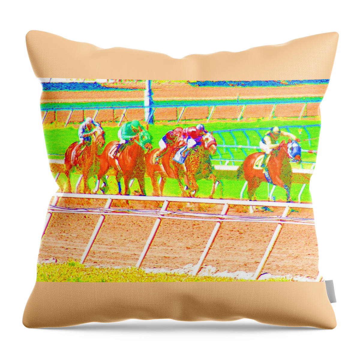 Horse Throw Pillow featuring the photograph To the Finish Line by Cynthia Marcopulos